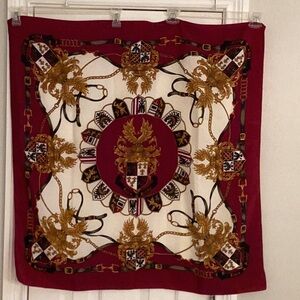 Felix Buhler Vintage Merlot Equestrian Print Scarf